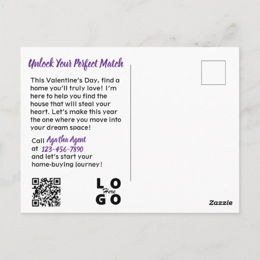 Valentijnsdag Snoep Realty Homebuyer Marketing Briefkaart (Achterkant)