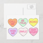 Valentijnsdag Snoep Sweet Conversation Hearts Feestdagenkaart (Voorkant / Achterkant)