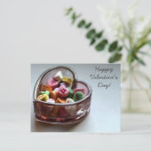 Valentijnsdag Snoepjes Feestdagenkaart (Staand voorkant)