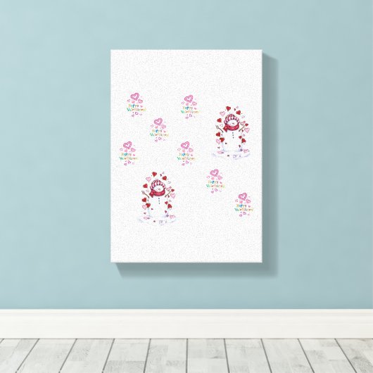 Valentijnsdag Snowman met verrekend Canvas (Insitu (Houten vloer))
