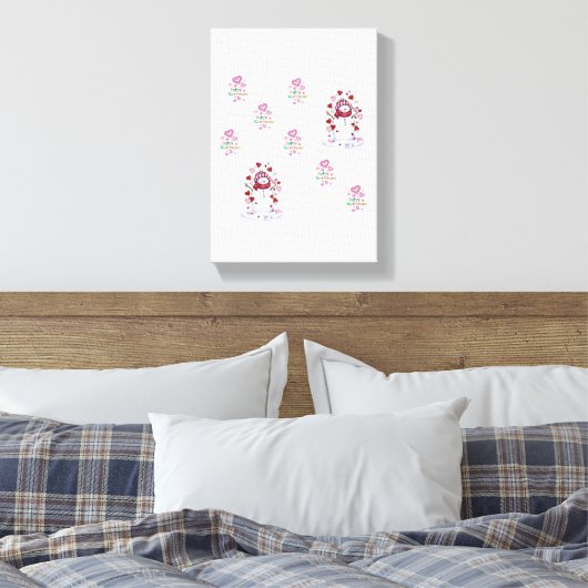 Valentijnsdag Snowman met verrekend Canvas (Insitu (Slaapkamer))