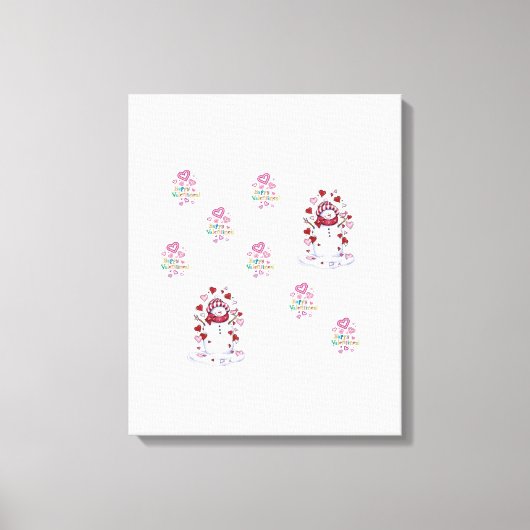 Valentijnsdag Snowman met verrekend Canvas Afdruk (Voorkant)