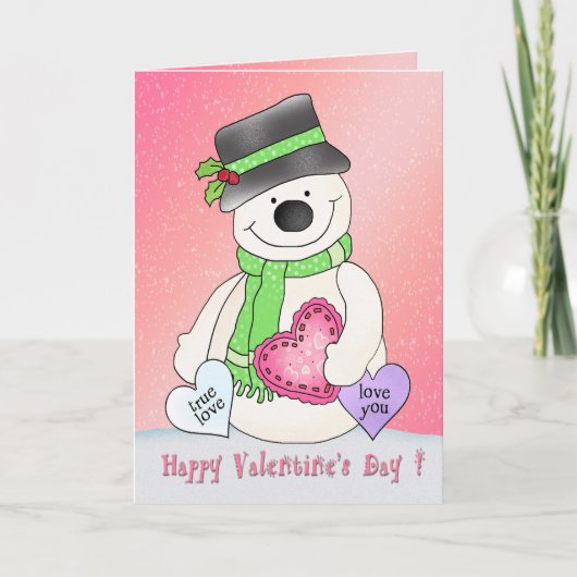 Valentijnsdag Snowman Wenskaart Feestdagen Kaart (Voorkant)