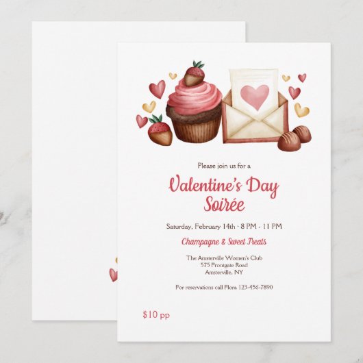 Valentijnsdag Soirée Uitnodiging (Voorkant / Achterkant)