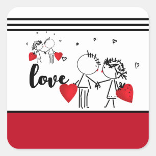 Valentijnsdag Sokken Vierkante Sticker