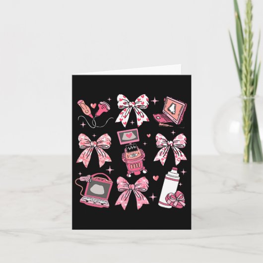 Valentijnsdag Sonograaf Nurse Coquette Bow Hear Kaart (Voorkant)