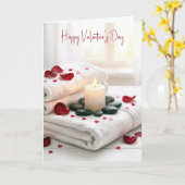 Valentijnsdag Spa met rozenblaadjes Kaart (Gele Bloem)
