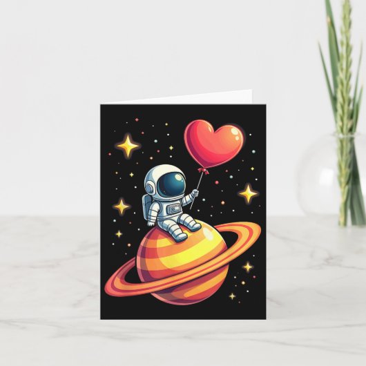 Valentijnsdag Space Astronaut Hartballon Kaart (Voorkant)
