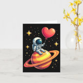 Valentijnsdag Space Astronaut Hartballon Kaart (Gele Bloem)