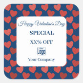 Valentijnsdag speciale hartpatroonmarketing vierkante sticker (Voorkant)