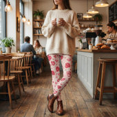 Valentijnsdag Speelse Roze Harten Patroon Leggings