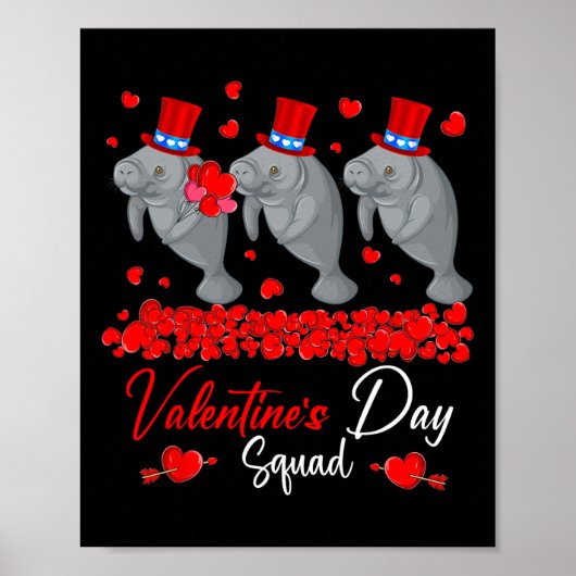 Valentijnsdag Squad Drie Schattige Lamantijnen Die Poster (Voorkant)