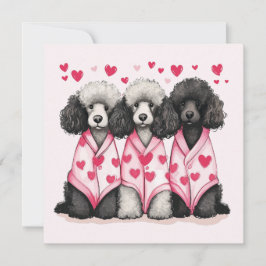 Valentijnsdag Standaard Poedel Honden Feestdagenkaart