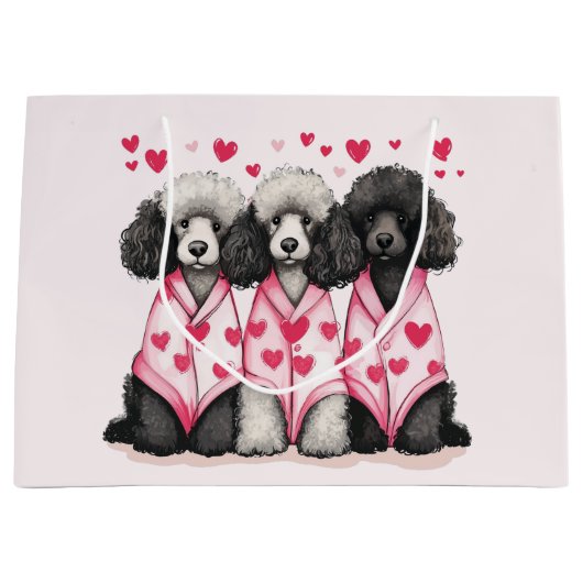 Valentijnsdag Standaard Poodle Honden Groot Cadeauzakje (Voorkant)