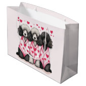 Valentijnsdag Standaard Poodle Honden Groot Cadeauzakje (Achterkant Gekanteld)