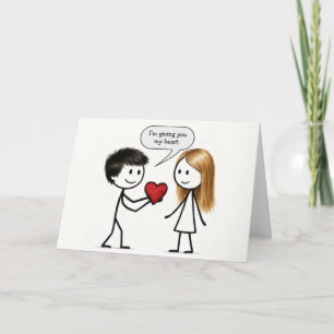 Valentijnsdag Stick Figure Jongen Kaart