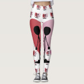 Valentijnsdag Stick Figures Handen vasthouden Leggings (Voorkant)