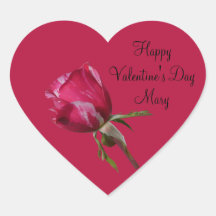 Valentijnsdag Sticker Rood Rose Label