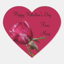 Valentijnsdag Sticker Rood Rose Label