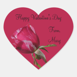 Valentijnsdag Sticker Rood Rose Label
