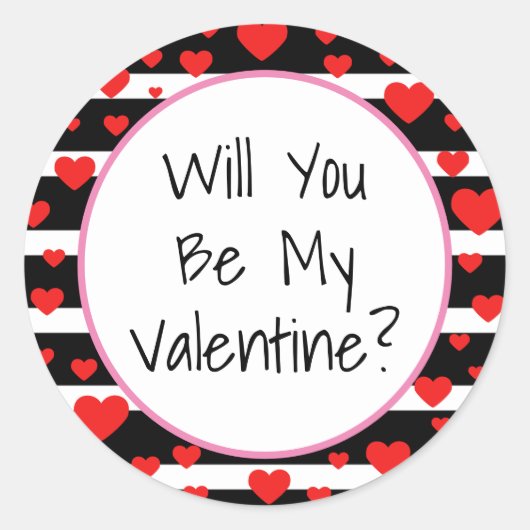 Valentijnsdag Stickers, bent u mijn Valentijn? Ronde Sticker (Voorkant)