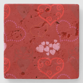 Valentijnsdag Stone Onderzetters - Rood & roze har