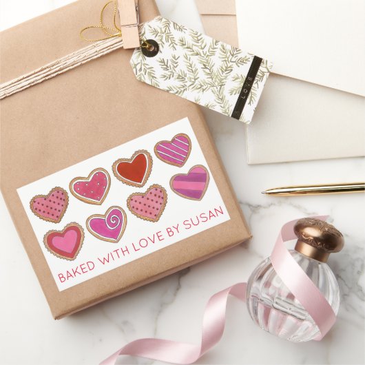 Valentijnsdag - suikerkoekjes met harssuiker , geb rechthoekige sticker (Geschenken)