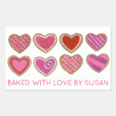 Valentijnsdag - suikerkoekjes met harssuiker , geb rechthoekige sticker (Voorkant)