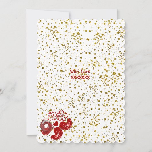 Valentijnsdag Sweeping Heart Tortelduifjes Gold Ca Kaart (Achterkant)