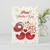 Valentijnsdag Sweeping Heart Tortelduifjes Gold Ca Kaart (Staand voorkant)