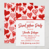 Valentijnsdag Sweet 16 Uitnodigingen Februari Rood (Voorkant / Achterkant)
