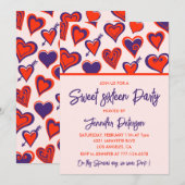 Valentijnsdag Sweet 16 uitnodigingen februari roze (Voorkant / Achterkant)