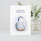 Valentijnsdag Sweet Cute Baby Penguin Card Kaart (Staand voorkant)
