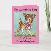 Valentijnsdag Sweet Granddochter Vintage Deer Kaart (Voorkant)