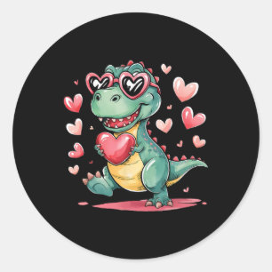 Valentijnsdag T-rex Dinosaurus Love Schattigee Vro Ronde Sticker