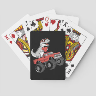 Valentijnsdag T Rex Dinosaurus Rijdt op Monster Tr Pokerkaarten
