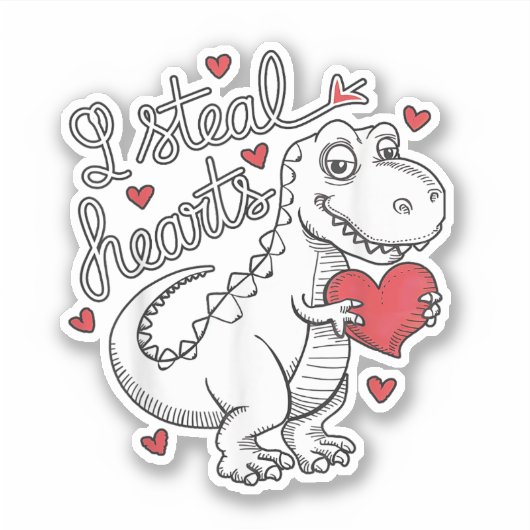 Valentijnsdag T Rex dinosaurus steelt harten Sticker (Voorkant)