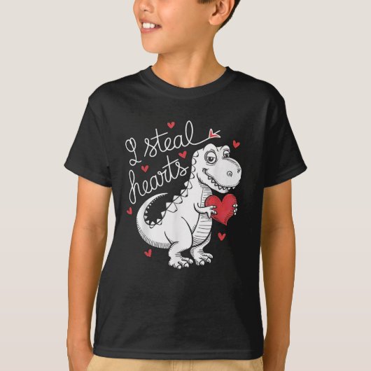 Valentijnsdag T Rex dinosaurus steelt harten T-shirt (Voorkant)