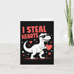 Valentijnsdag T-rex I Steal Hearts Dinosaur Love Kaart