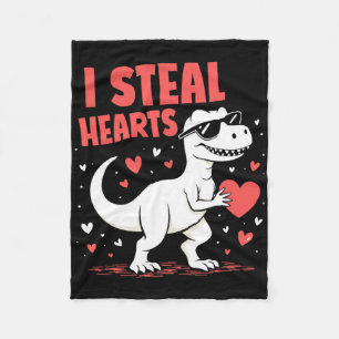 Valentijnsdag T-rex Ik steel harten Dinosaurushart Fleece Deken