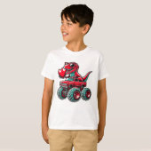 Valentijnsdag T Rex Riding Monster Truck Funny T-shirt (Voorkant volledig)
