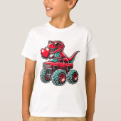 Valentijnsdag T Rex Riding Monster Truck Funny T-shirt (Voorkant)