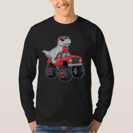 Valentijnsdag T Rex Riding Monster Truck Funny T-shirt