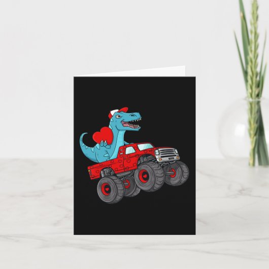 Valentijnsdag T Riding Monster Truck Toddler Kaart (Voorkant)