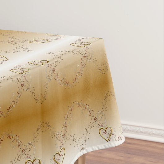 Valentijnsdag Tablecloth Gold Hearts Tafelkleed (Voorbeeld)