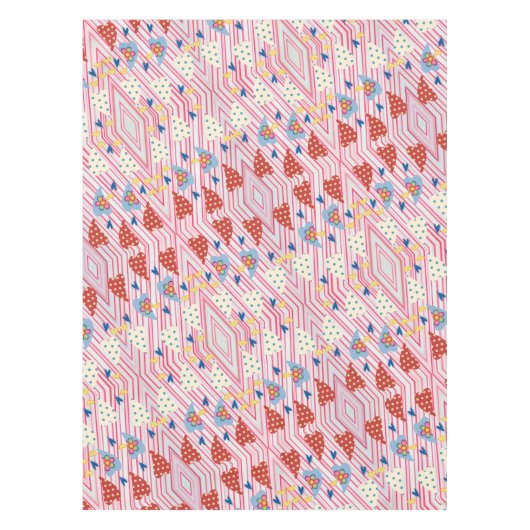 Valentijnsdag Tablecloth Harten Floral Stripe Tafelkleed (Voorkant)