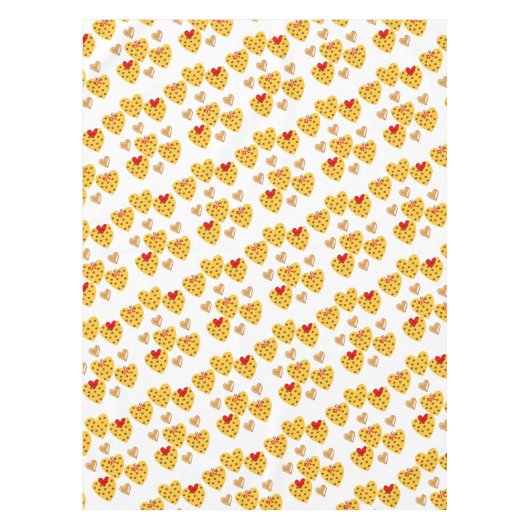 Valentijnsdag Tablecloth Hearts Polkadot Gold Tafelkleed (Voorkant)