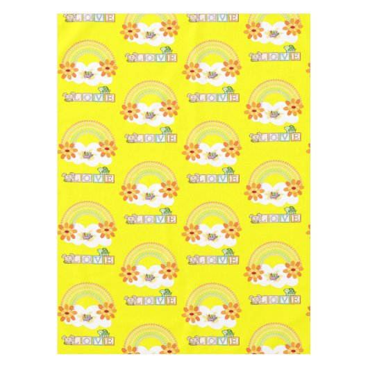 Valentijnsdag Tablecloth Love Rainbow Turtle Tafelkleed (Voorkant)