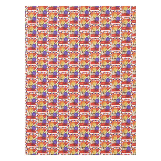 Valentijnsdag Tablecloth Peach Plum Tafelkleed (Voorkant)