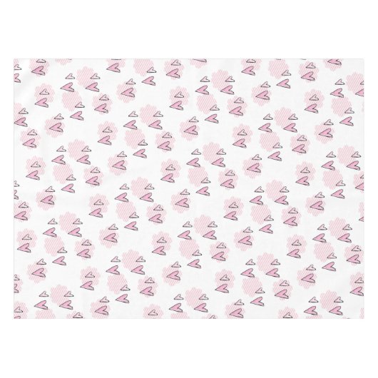Valentijnsdag Tafelkleed Roze Harten Stripe (Voorkant (Horizontaal))